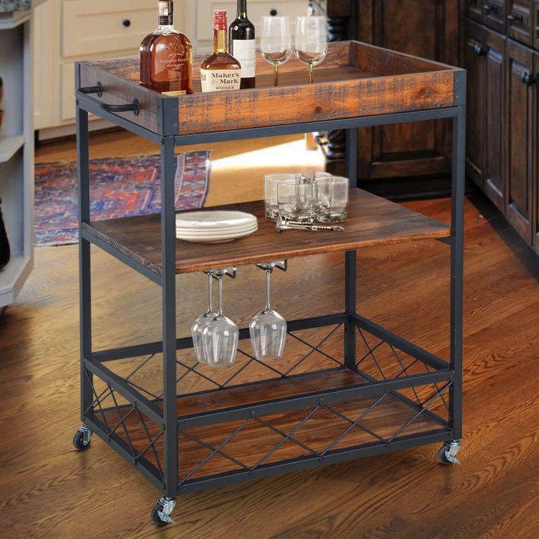 Gracie Oaks Caster Rustic Industrial Bar Cart & Reviews Wayfair